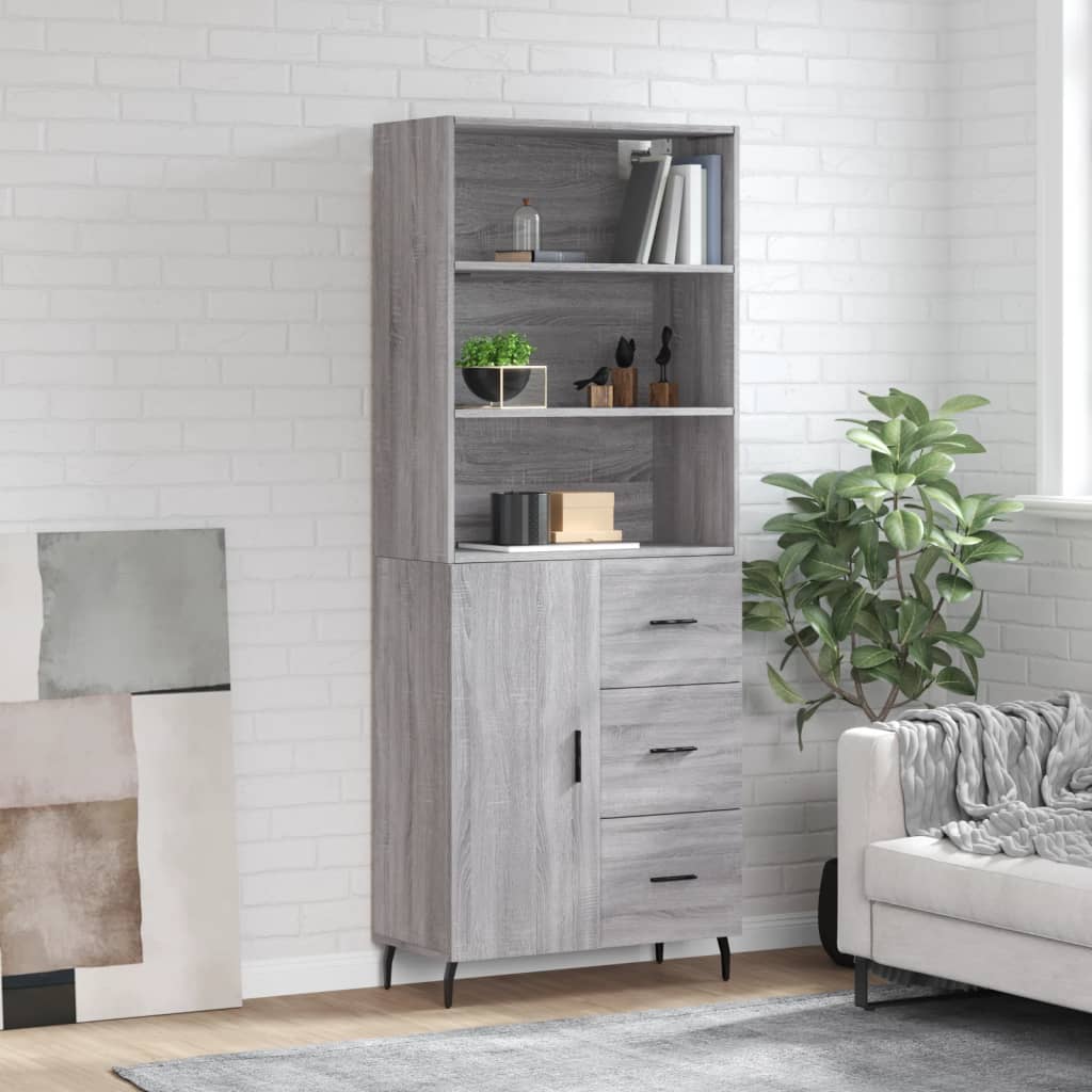 Berkfield Highboard Grey Sonoma 69.5x34x180 cm Engineered Wood
