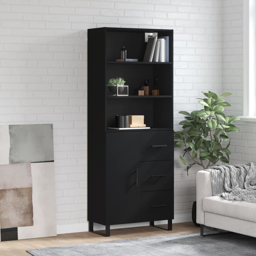 Berkfield Highboard Black 69.5x34x180 cm Engineered Wood