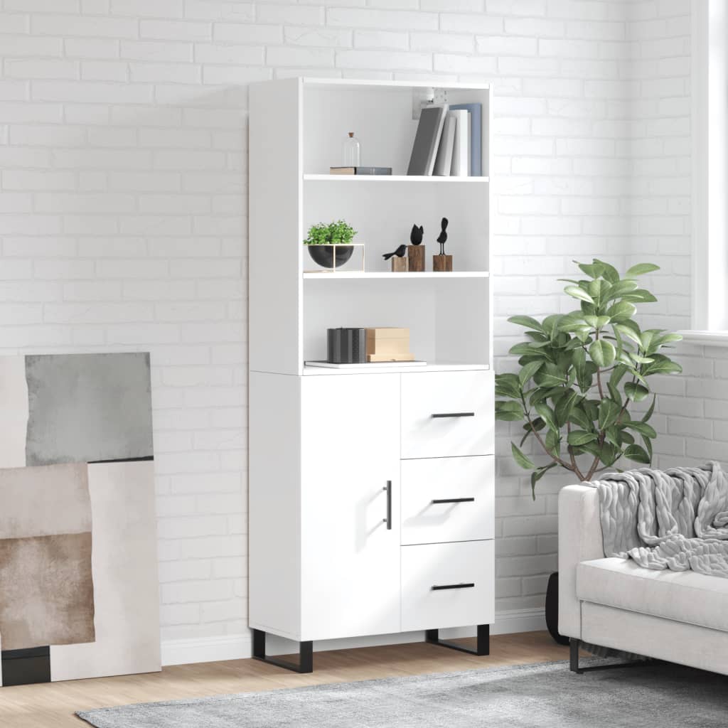 Berkfield Highboard High Gloss White 69.5x34x180 cm Engineered Wood