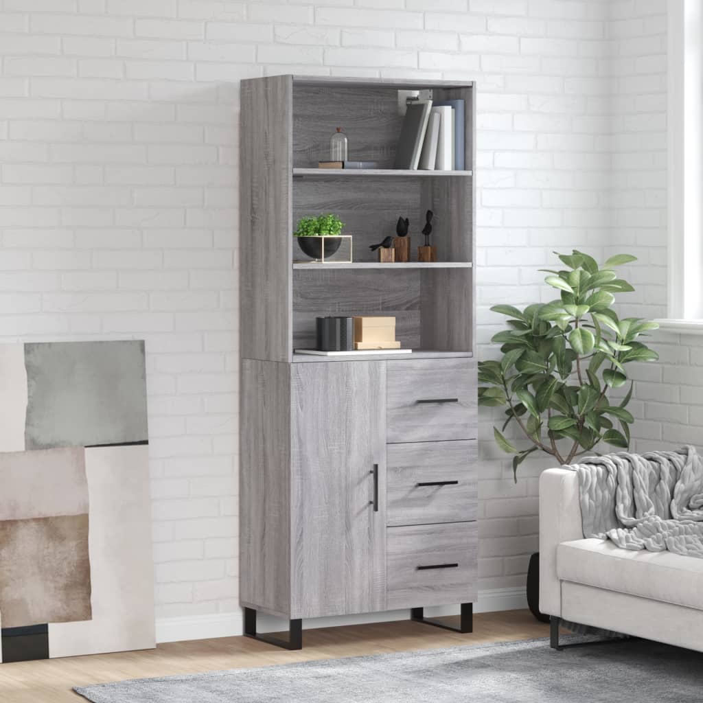 Berkfield Highboard Grey Sonoma 69.5x34x180 cm Engineered Wood