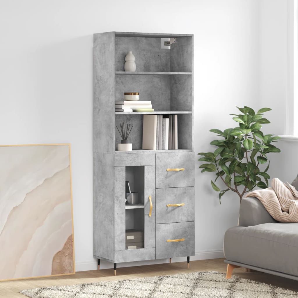 Berkfield Highboard Concrete Grey 69.5x34x180 cm Engineered Wood