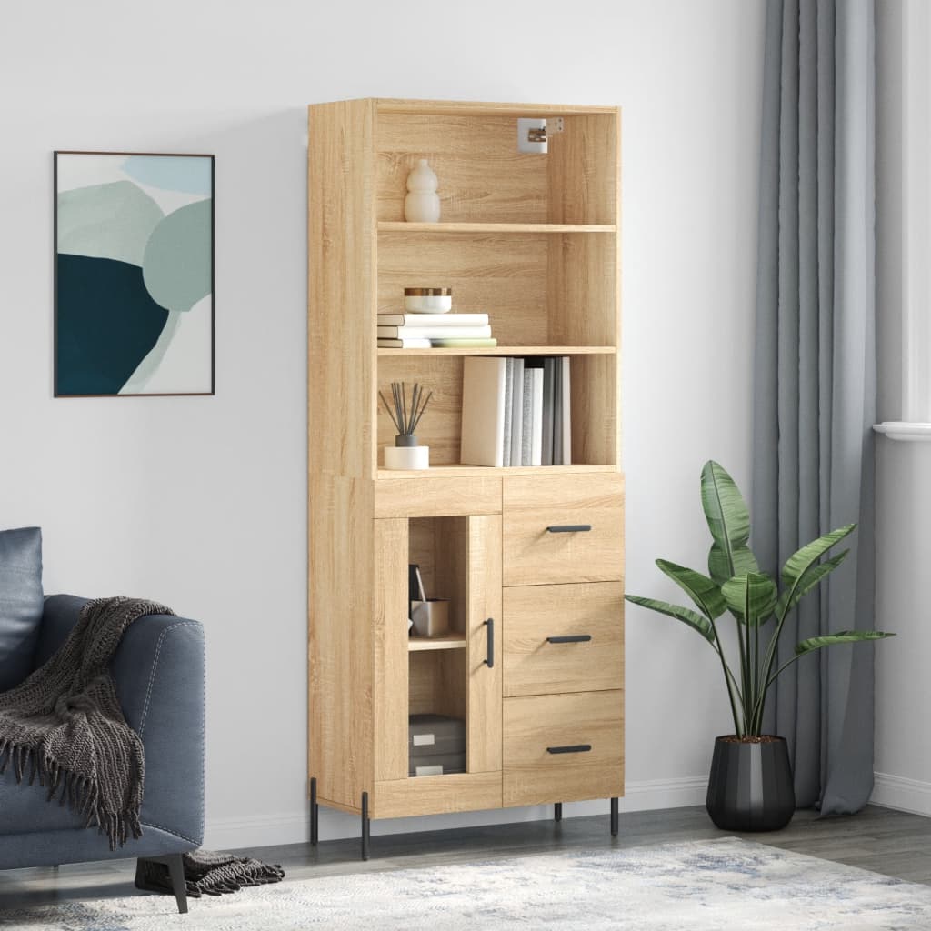 Berkfield Highboard Sonoma Oak 69.5x34x180 cm Engineered Wood
