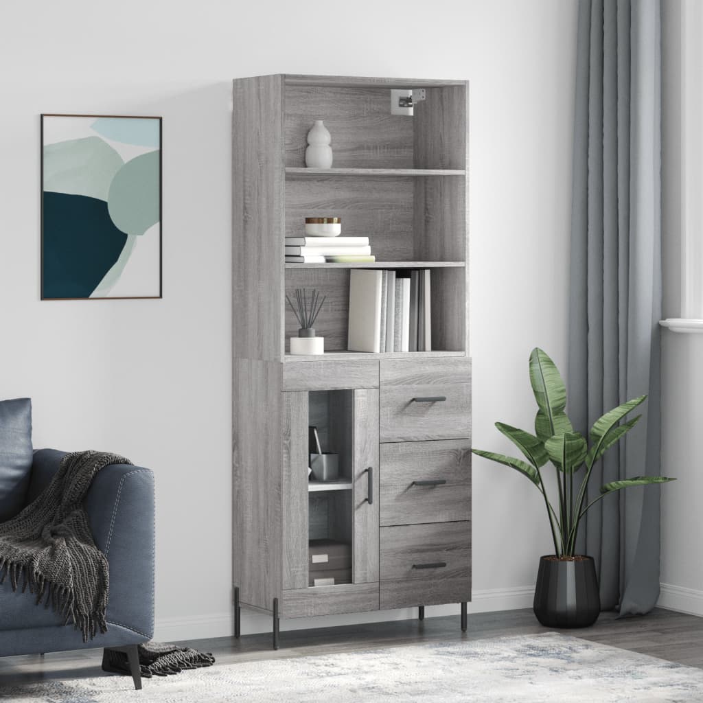 Berkfield Highboard Grey Sonoma 69.5x34x180 cm Engineered Wood