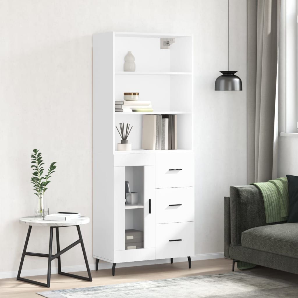 Berkfield Highboard High Gloss White 69.5x34x180 cm Engineered Wood