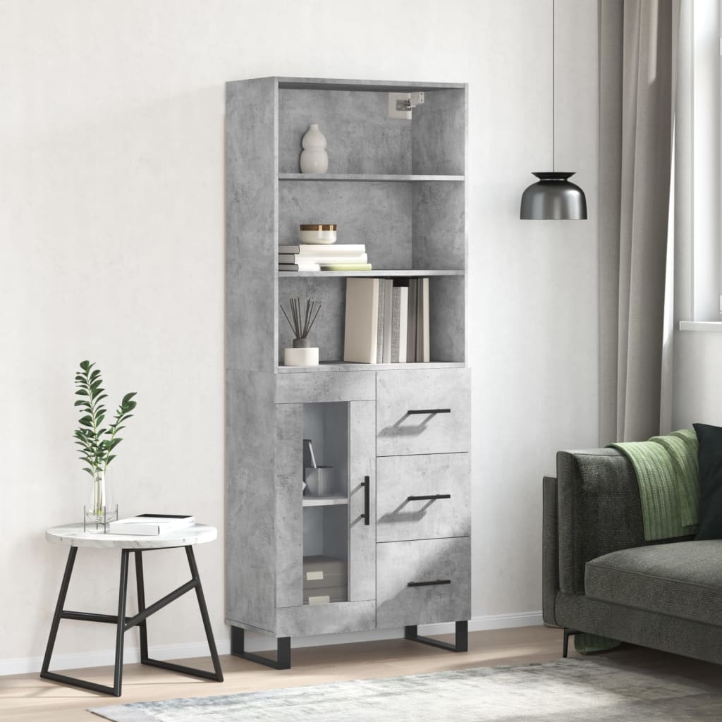 Berkfield Highboard Concrete Grey 69.5x34x180 cm Engineered Wood