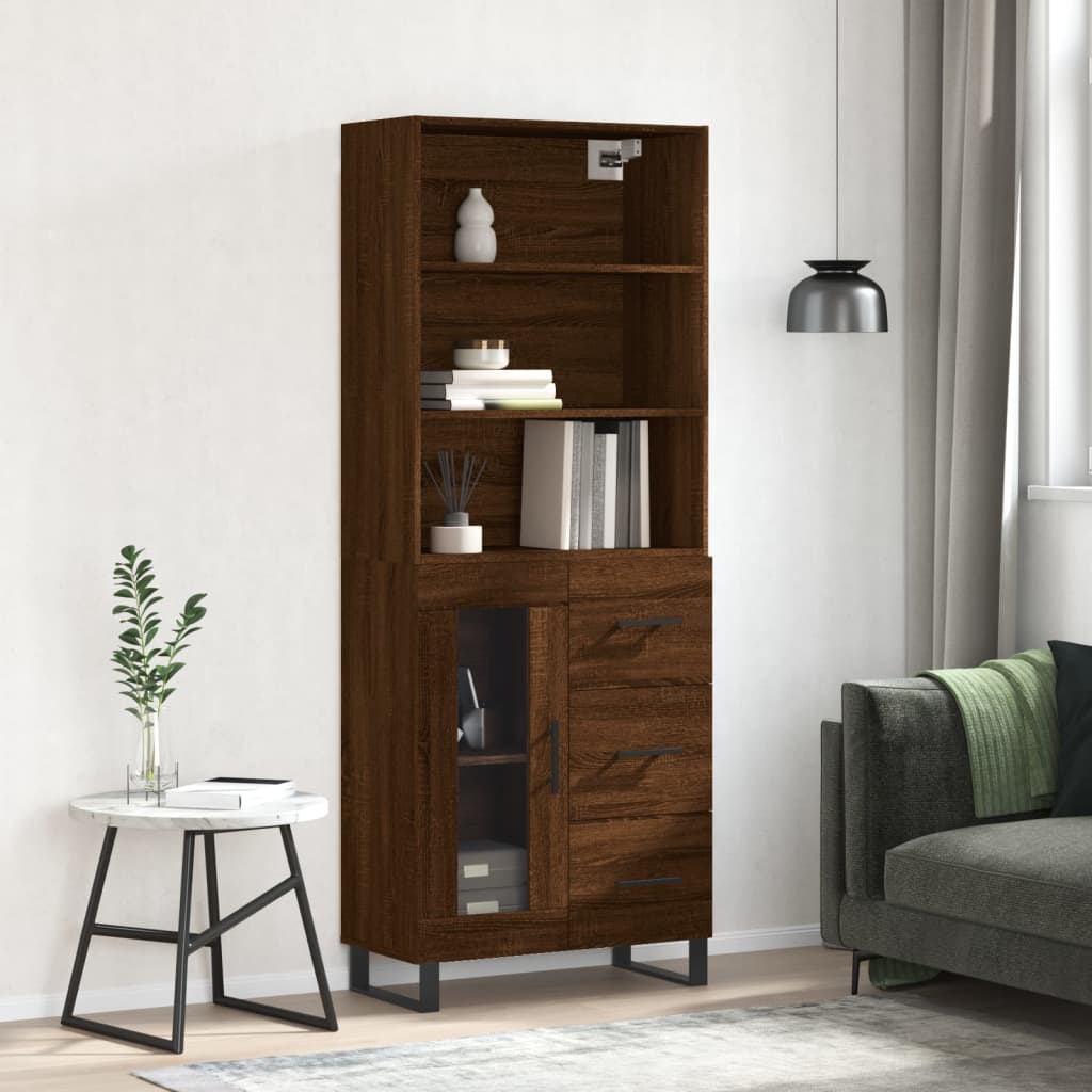 Berkfield Highboard Brown Oak 69.5x34x180 cm Engineered Wood