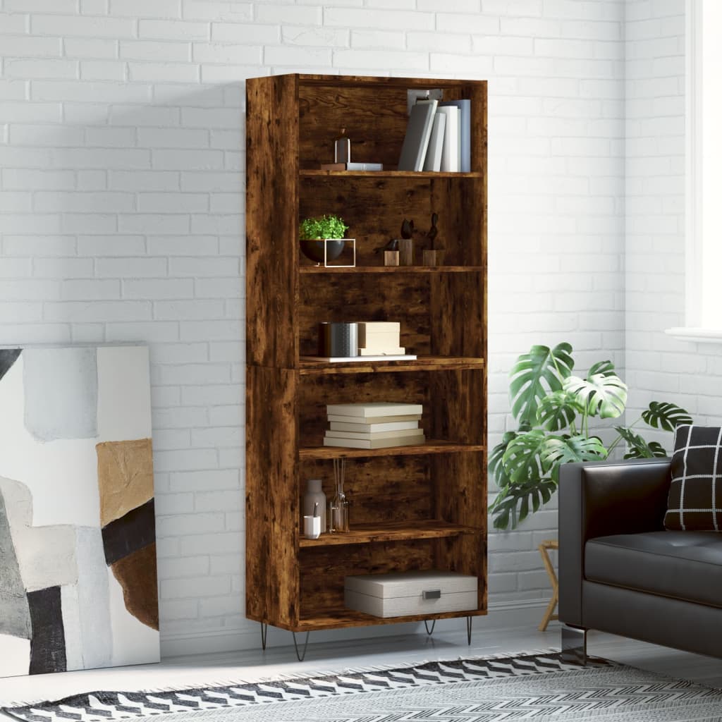 Berkfield Highboard Smoked Oak 69.5x32.5x180 cm Engineered Wood