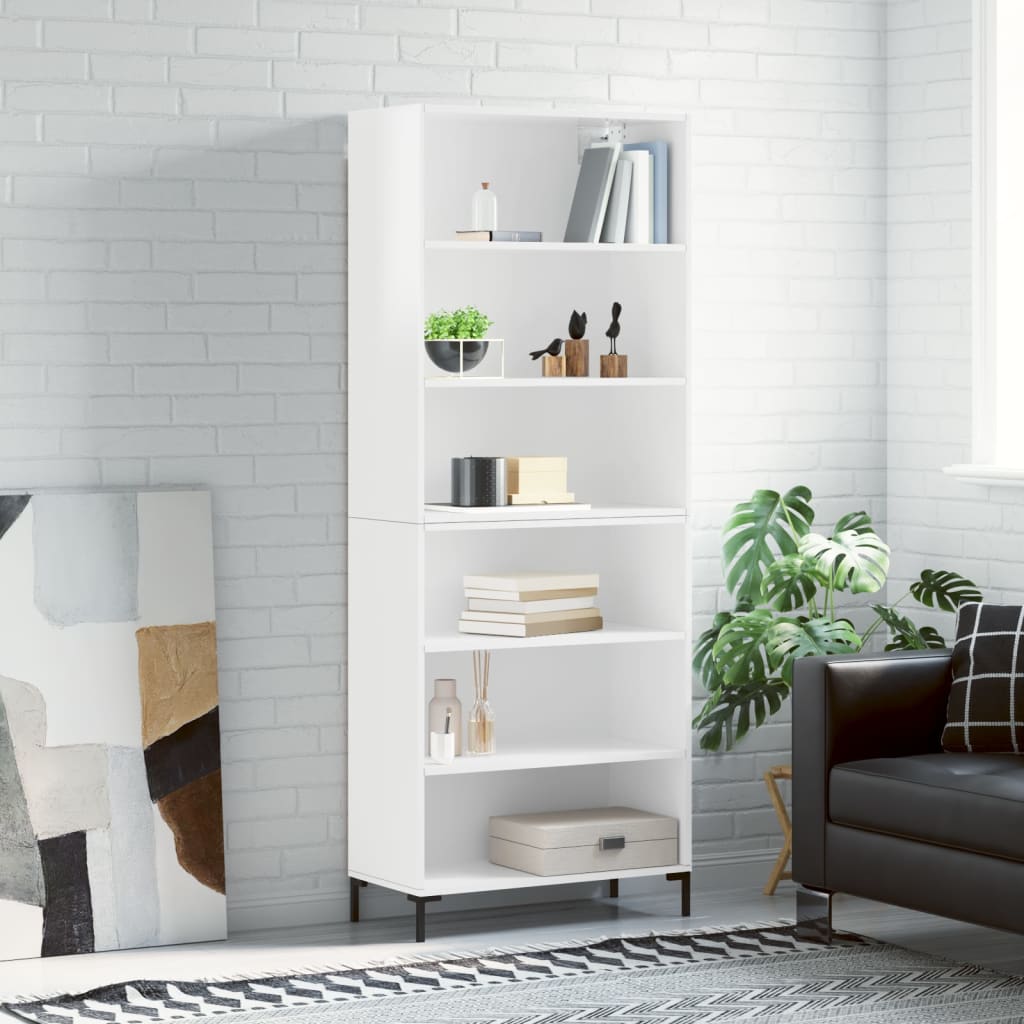 Berkfield Highboard High Gloss White 69.5x32.5x180 cm Engineered Wood