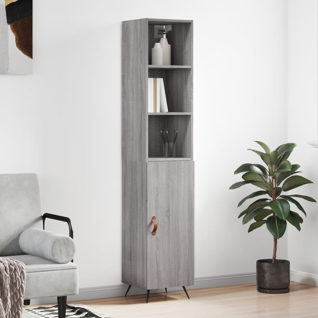 Berkfield Highboard Grey Sonoma 34.5x34x180 cm Engineered Wood