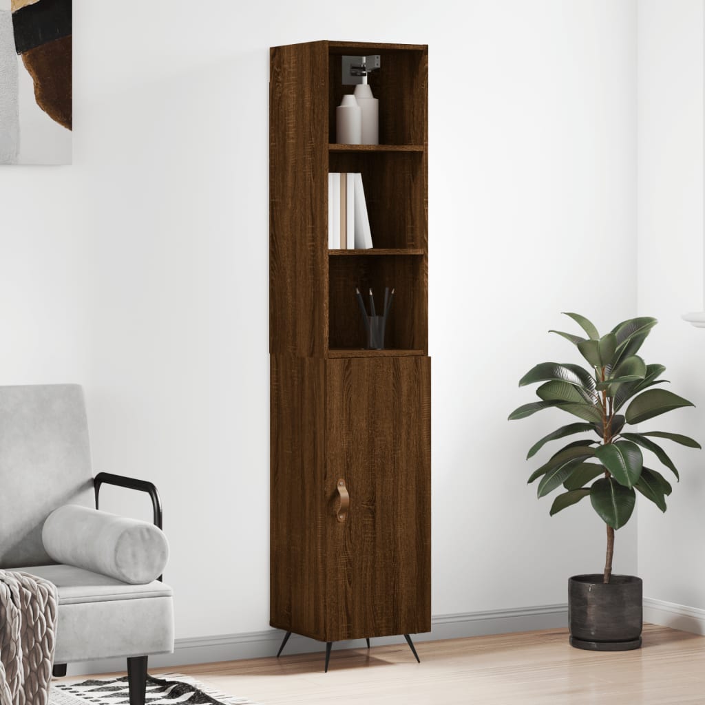 Berkfield Highboard Brown Oak 34.5x34x180 cm Engineered Wood