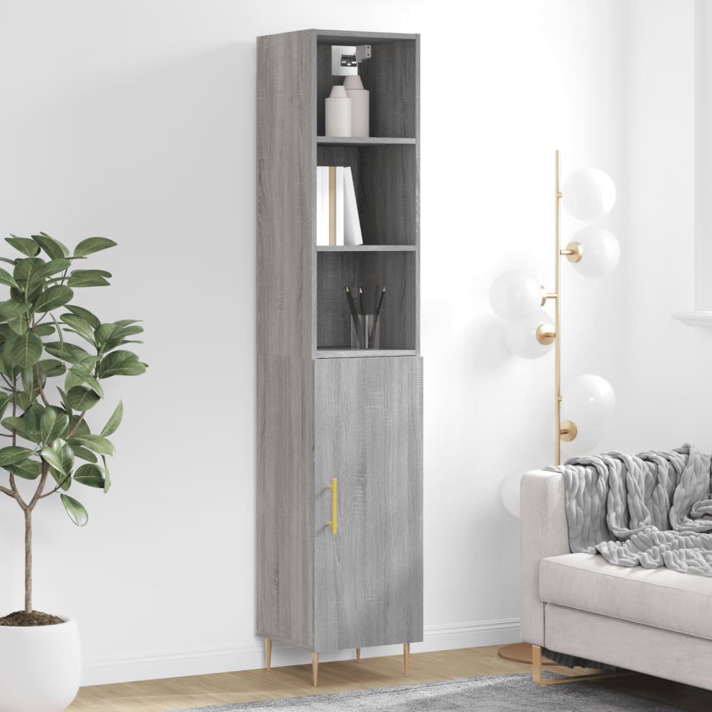 Berkfield Highboard Grey Sonoma 34.5x34x180 cm Engineered Wood