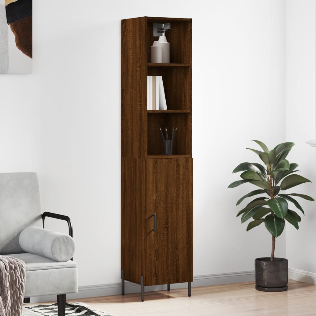 Berkfield Highboard Brown Oak 34.5x34x180 cm Engineered Wood