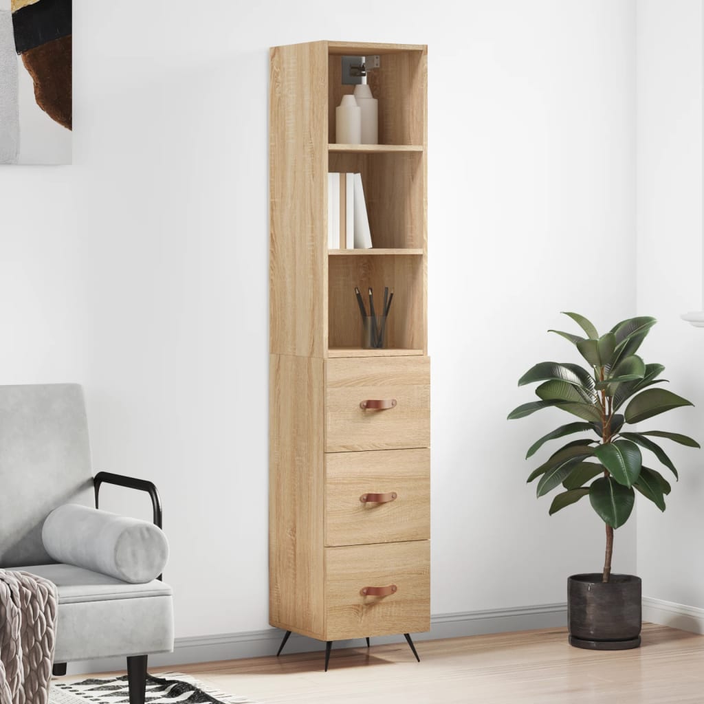 Berkfield Highboard Sonoma Oak 34.5x34x180 cm Engineered Wood
