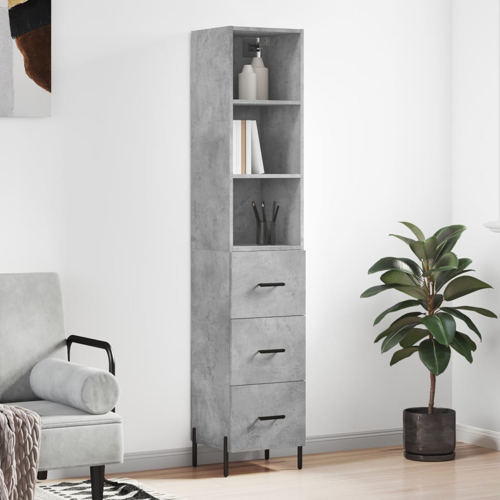 Berkfield Highboard Concrete Grey 34.5x34x180 cm Engineered Wood