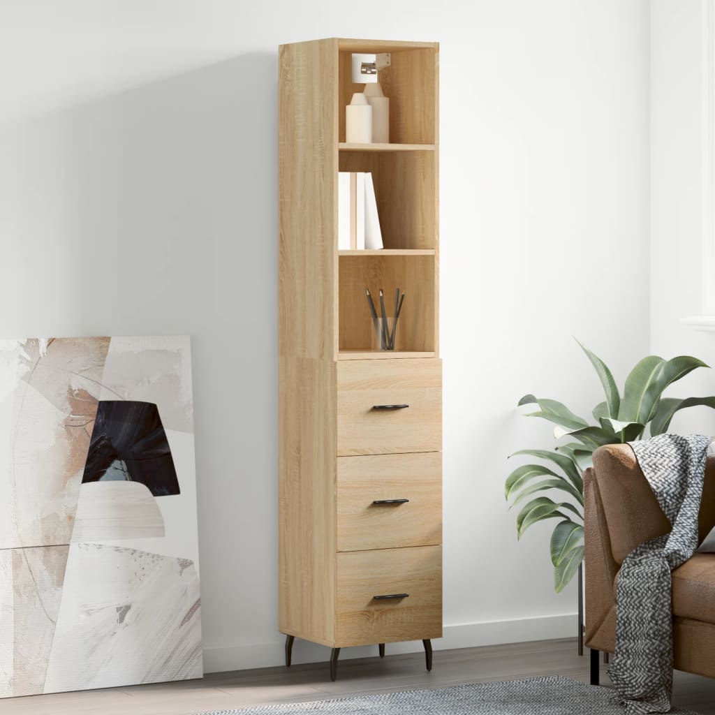 Berkfield Highboard Sonoma Oak 34.5x34x180 cm Engineered Wood