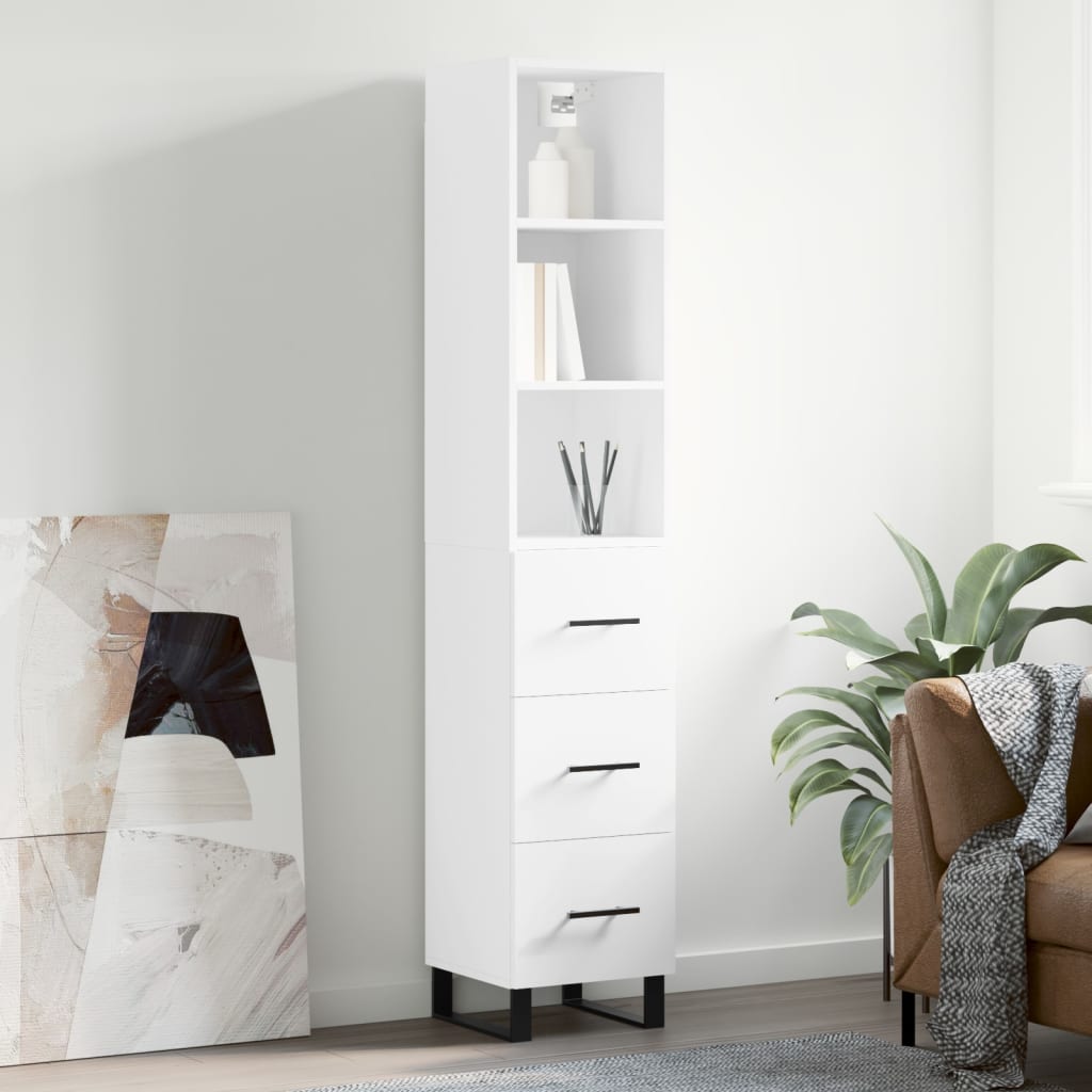 Berkfield Highboard White 34.5x34x180 cm Engineered Wood