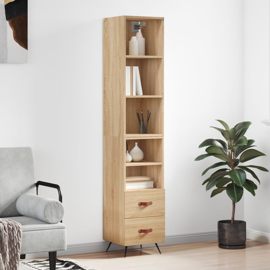 Berkfield Highboard Sonoma Oak 34.5x34x180 cm Engineered Wood