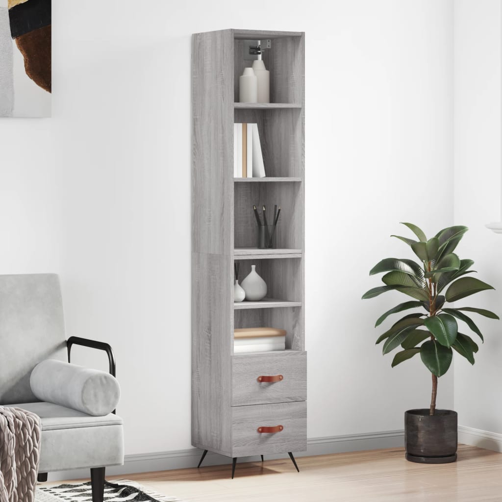 Berkfield Highboard Grey Sonoma 34.5x34x180 cm Engineered Wood
