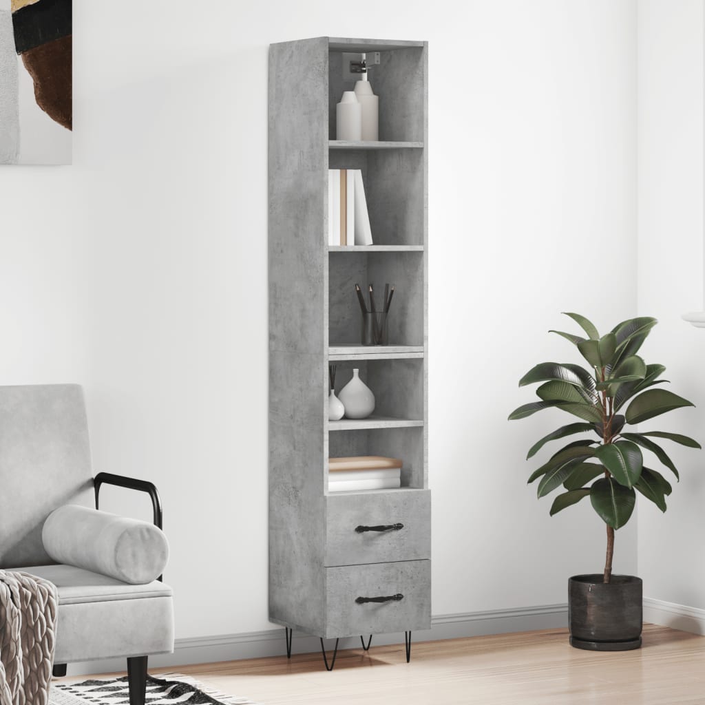 Berkfield Highboard Concrete Grey 34.5x34x180 cm Engineered Wood