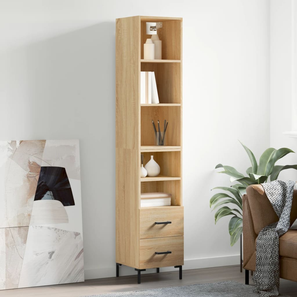 Berkfield Highboard Sonoma Oak 34.5x34x180 cm Engineered Wood