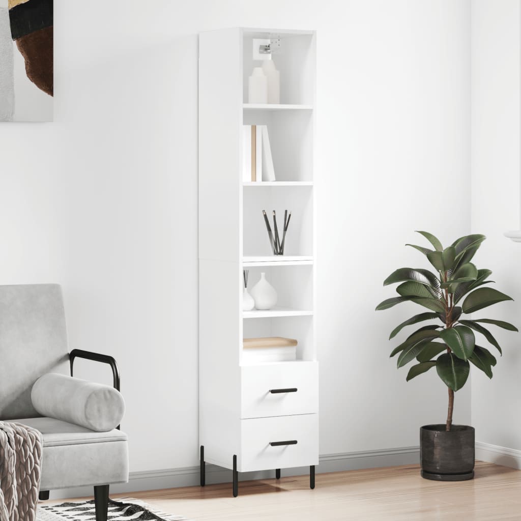 Berkfield Highboard High Gloss White 34.5x34x180 cm Engineered Wood