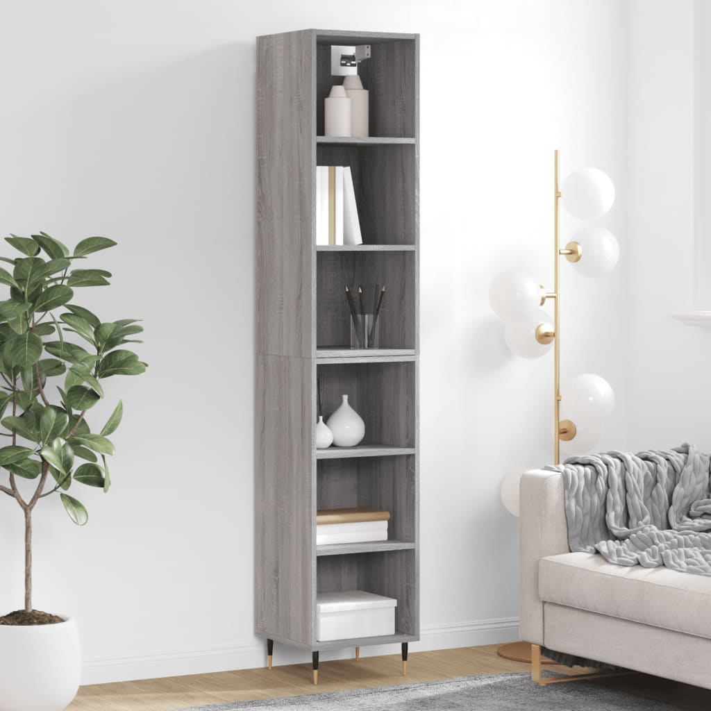 Berkfield Highboard Grey Sonoma 34.5x32.5x180 cm Engineered Wood