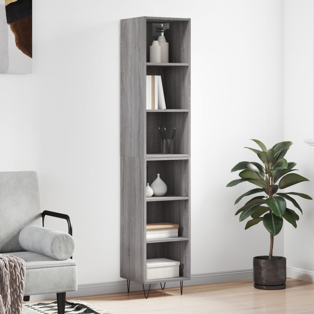 Berkfield Highboard Grey Sonoma 34.5x32.5x180 cm Engineered Wood