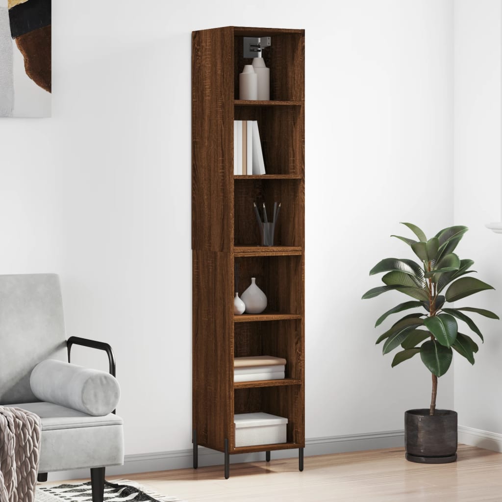 Berkfield Highboard Brown Oak 34.5x32.5x180 cm Engineered Wood