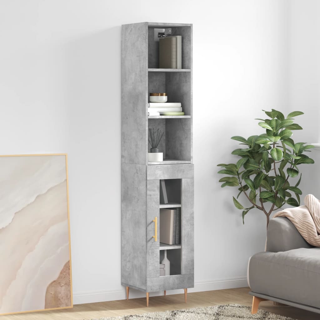 Berkfield Highboard Concrete Grey 34.5x34x180 cm Engineered Wood