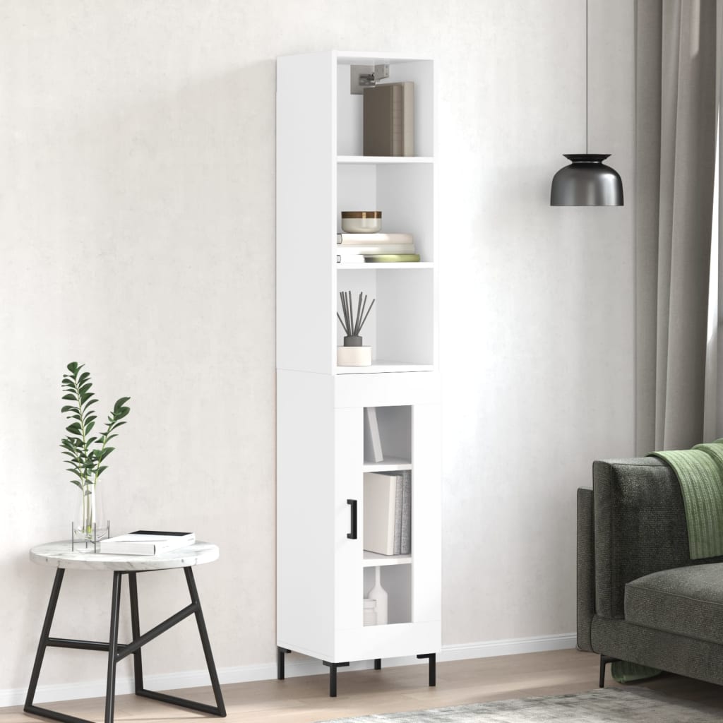Berkfield Highboard High Gloss White 34.5x34x180 cm Engineered Wood