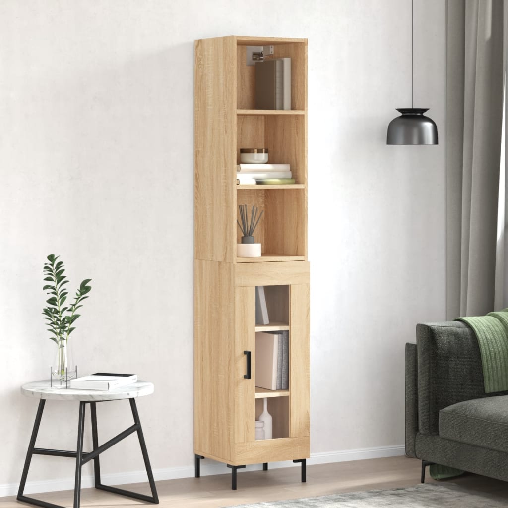 Berkfield Highboard Sonoma Oak 34.5x34x180 cm Engineered Wood