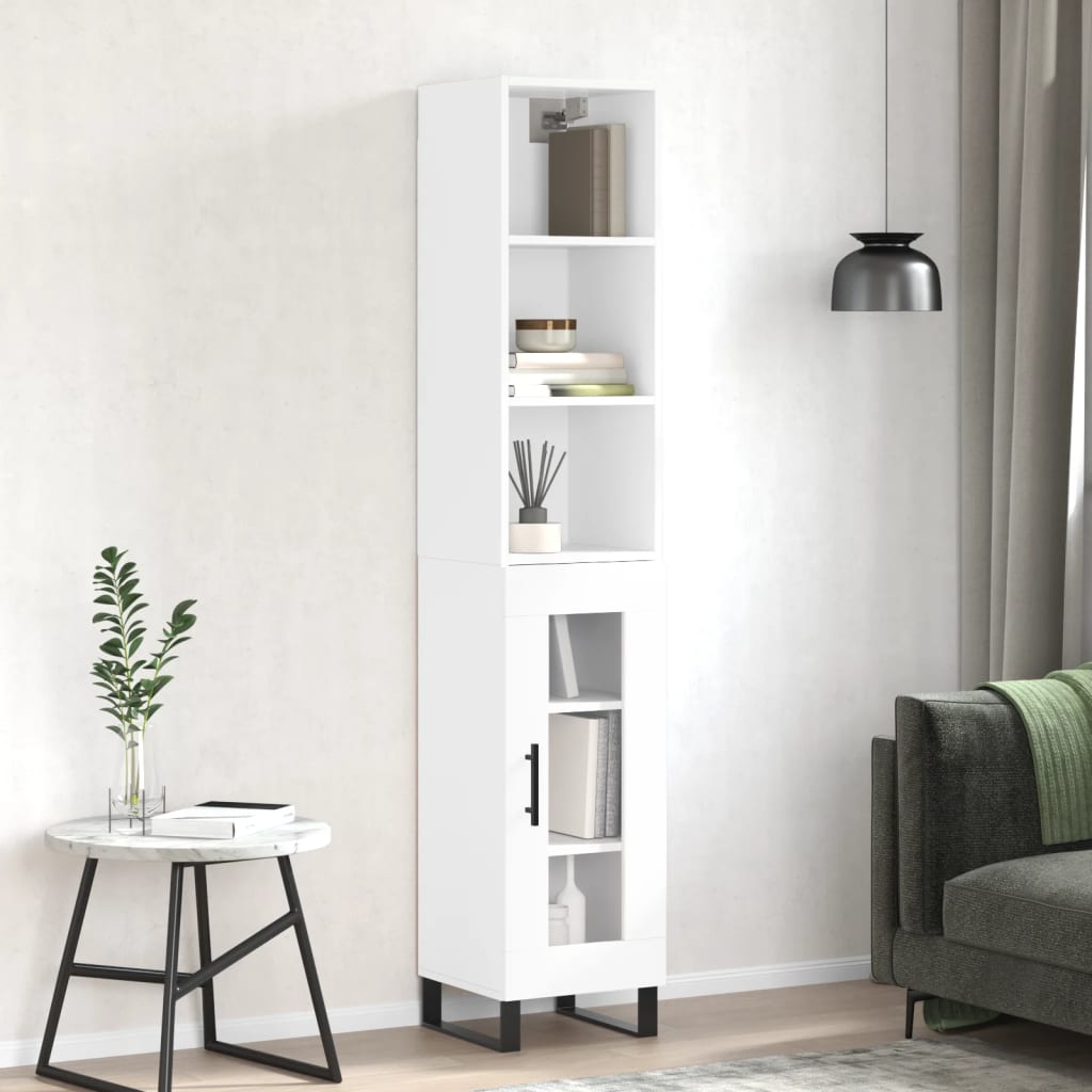 Berkfield Highboard High Gloss White 34.5x34x180 cm Engineered Wood