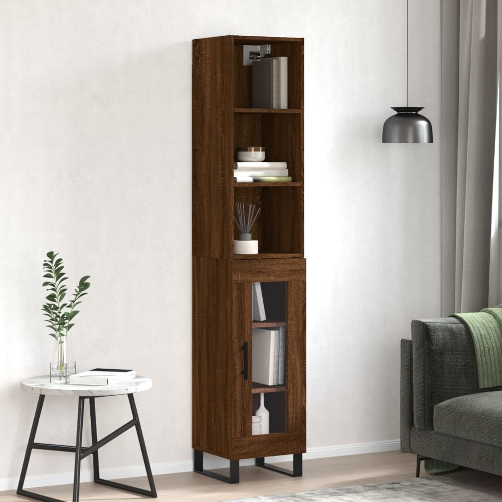 Berkfield Highboard Brown Oak 34.5x34x180 cm Engineered Wood