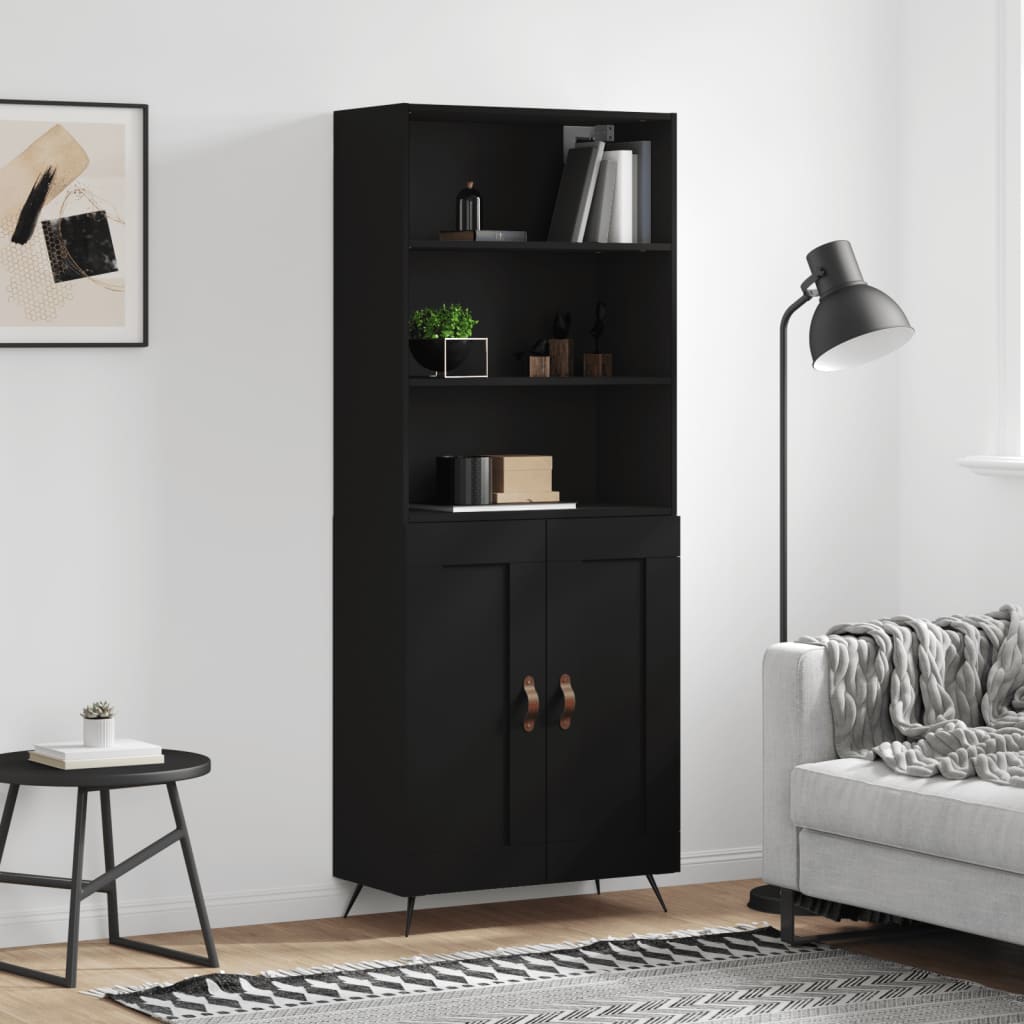 Berkfield Highboard Black 69.5x34x180 cm Engineered Wood