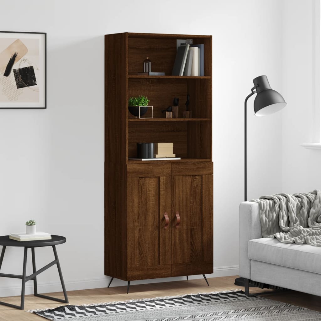 Berkfield Highboard Brown Oak 69.5x34x180 cm Engineered Wood