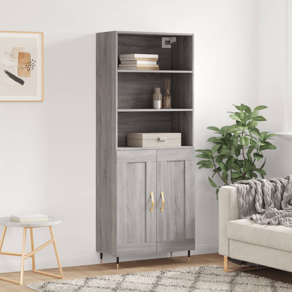 Berkfield Highboard Grey Sonoma 69.5x34x180 cm Engineered Wood