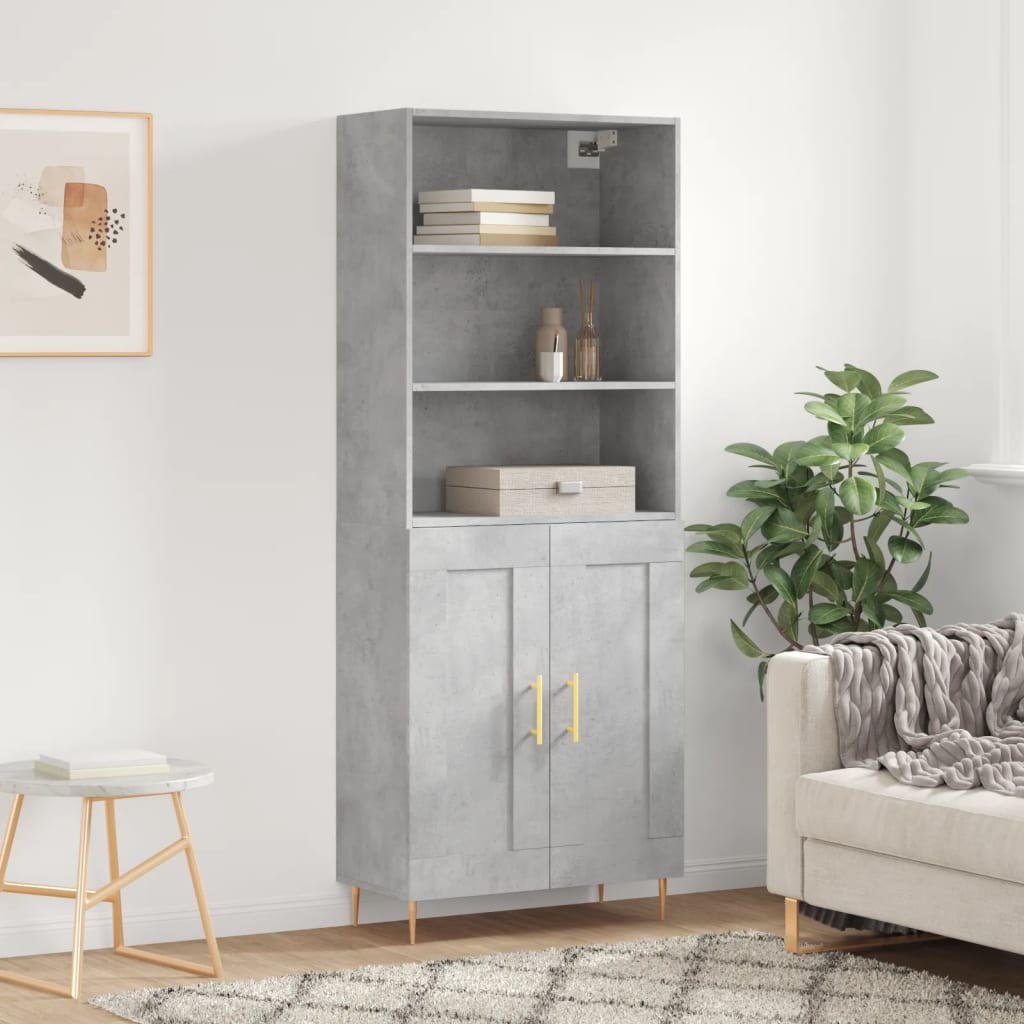 Berkfield Highboard Concrete Grey 69.5x34x180 cm Engineered Wood