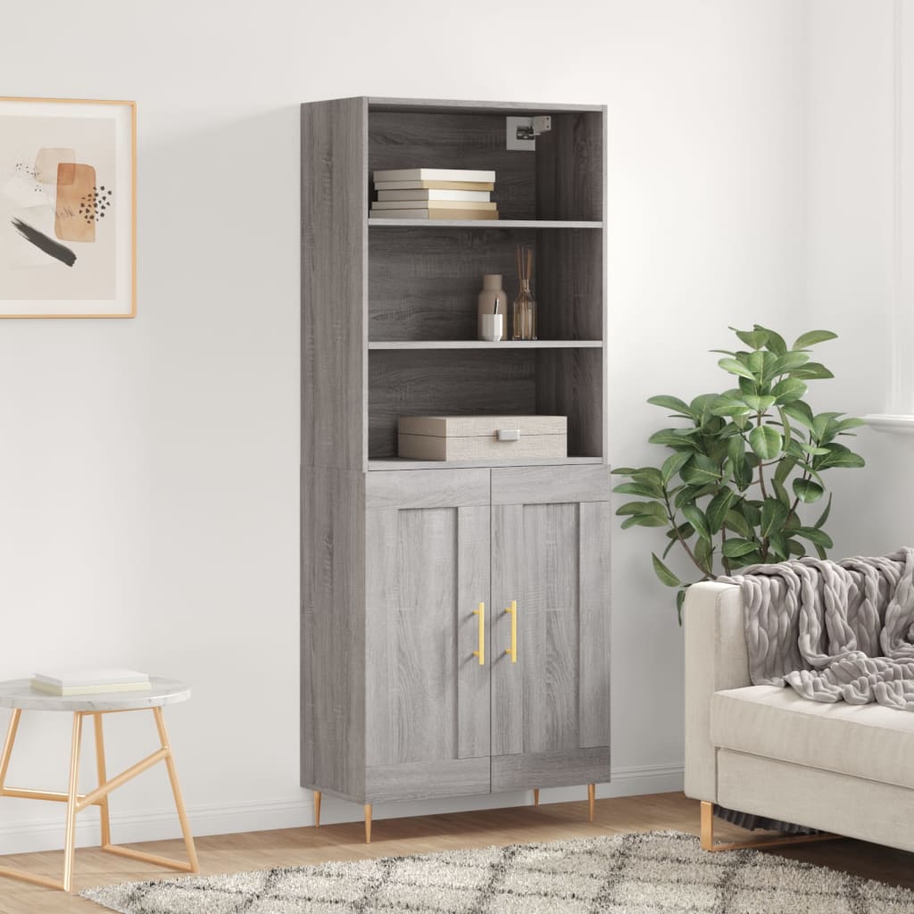 Berkfield Highboard Grey Sonoma 69.5x34x180 cm Engineered Wood