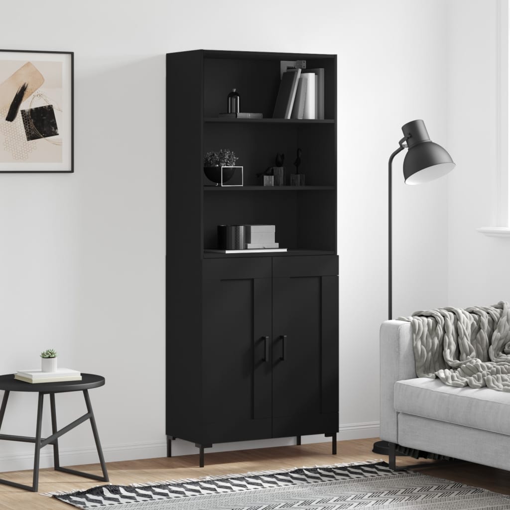 Berkfield Highboard Black 69.5x34x180 cm Engineered Wood