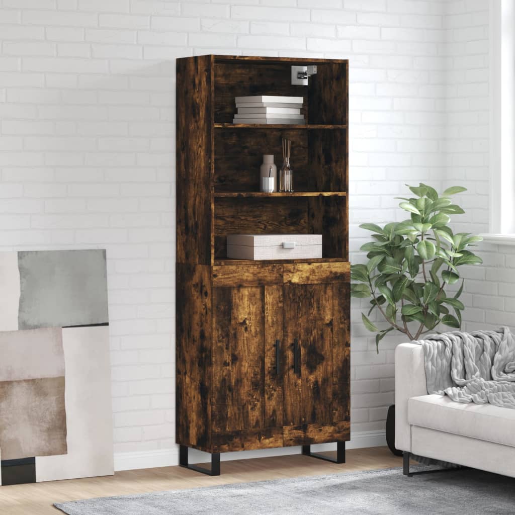 Berkfield Highboard Smoked Oak 69.5x34x180 cm Engineered Wood