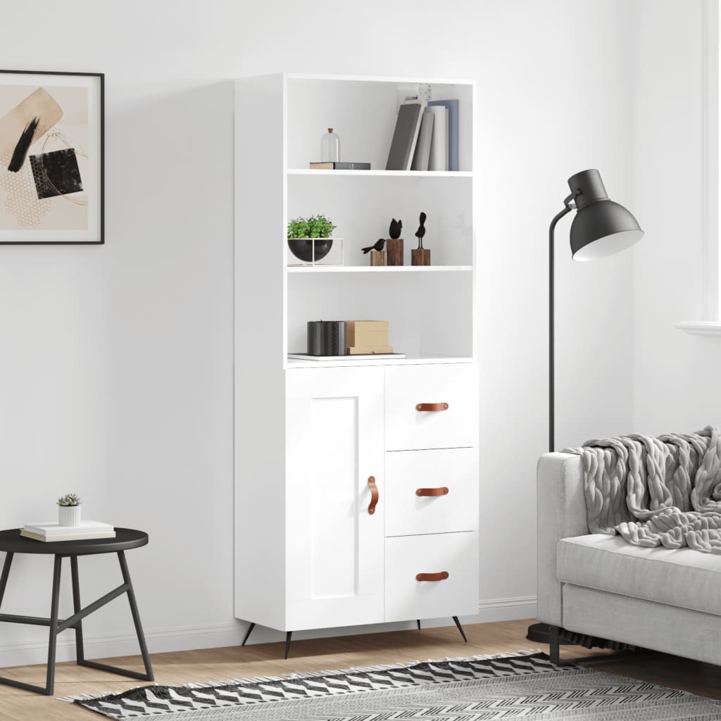Berkfield Highboard High Gloss White 69.5x34x180 cm Engineered Wood