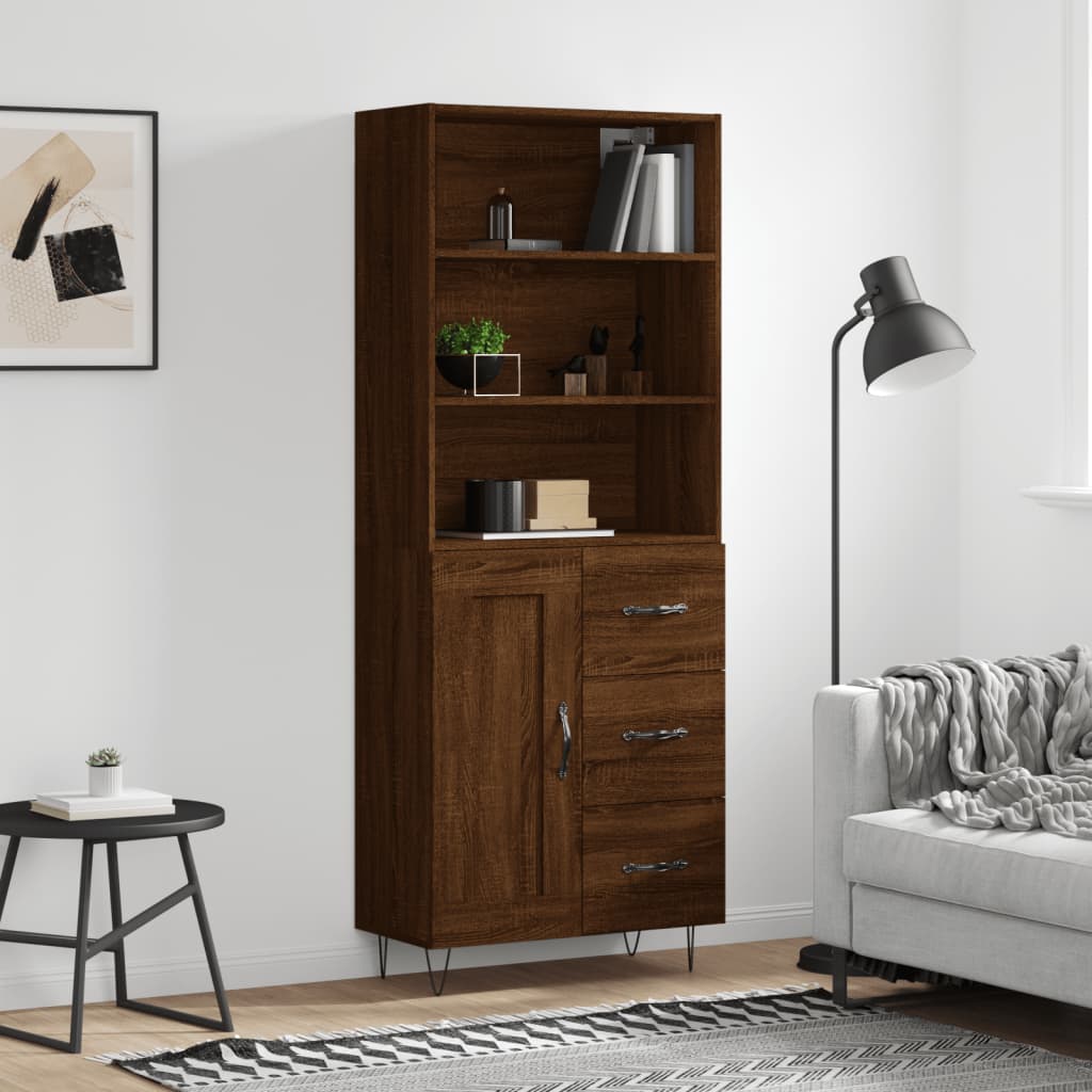 Berkfield Highboard Brown Oak 69.5x34x180 cm Engineered Wood