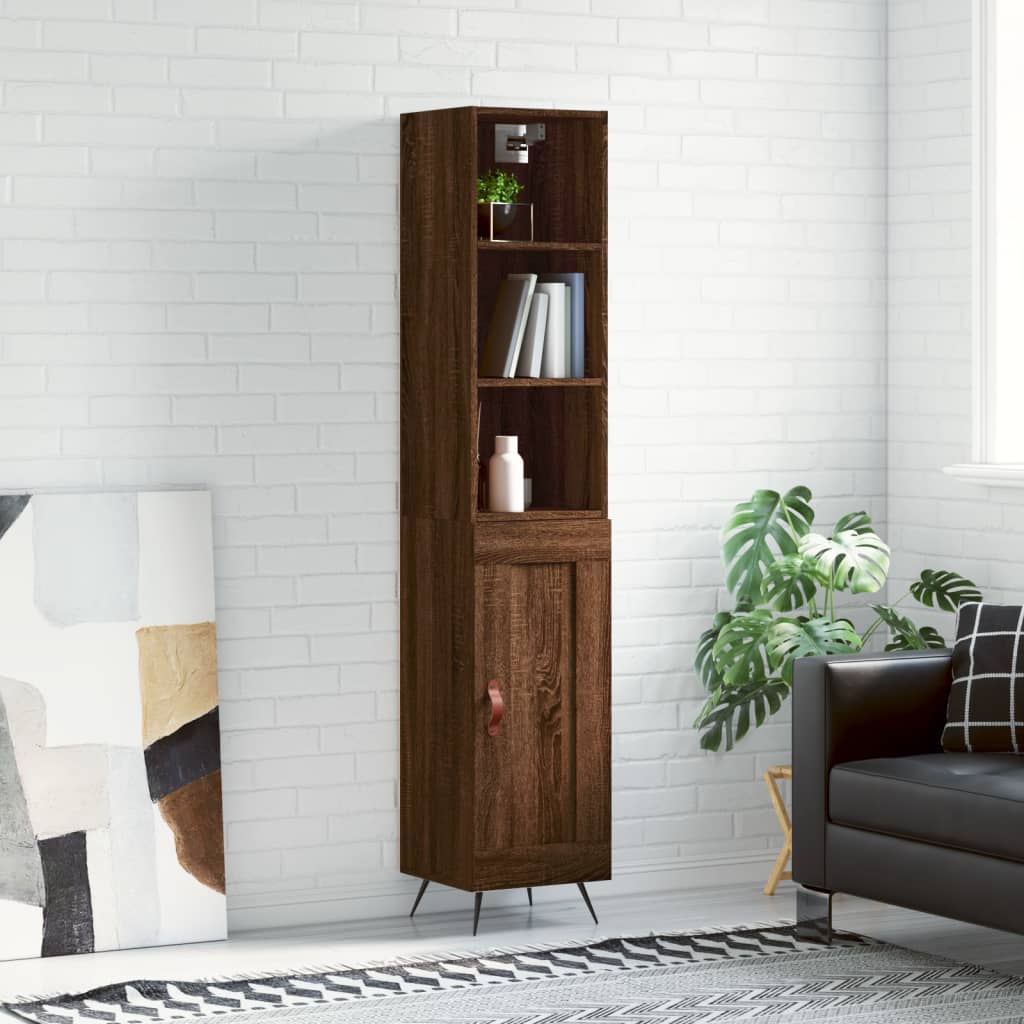 Berkfield Highboard Brown Oak 34.5x34x180 cm Engineered Wood