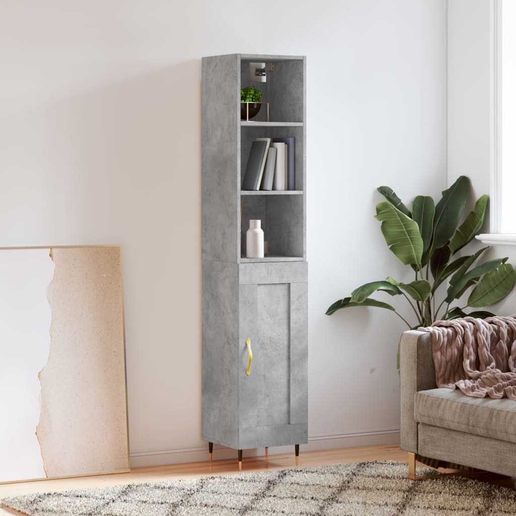 Berkfield Highboard Concrete Grey 34.5x34x180 cm Engineered Wood