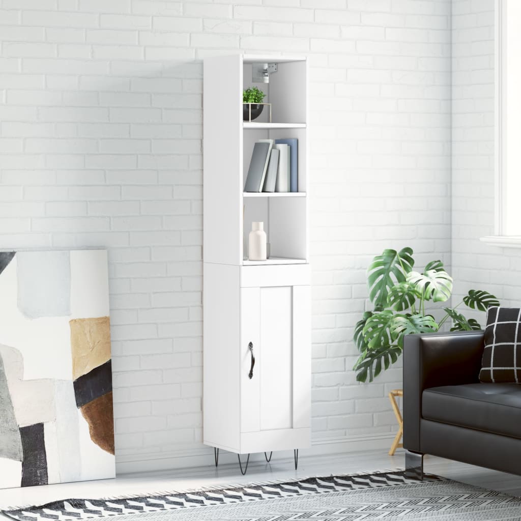 Berkfield Highboard White 34.5x34x180 cm Engineered Wood
