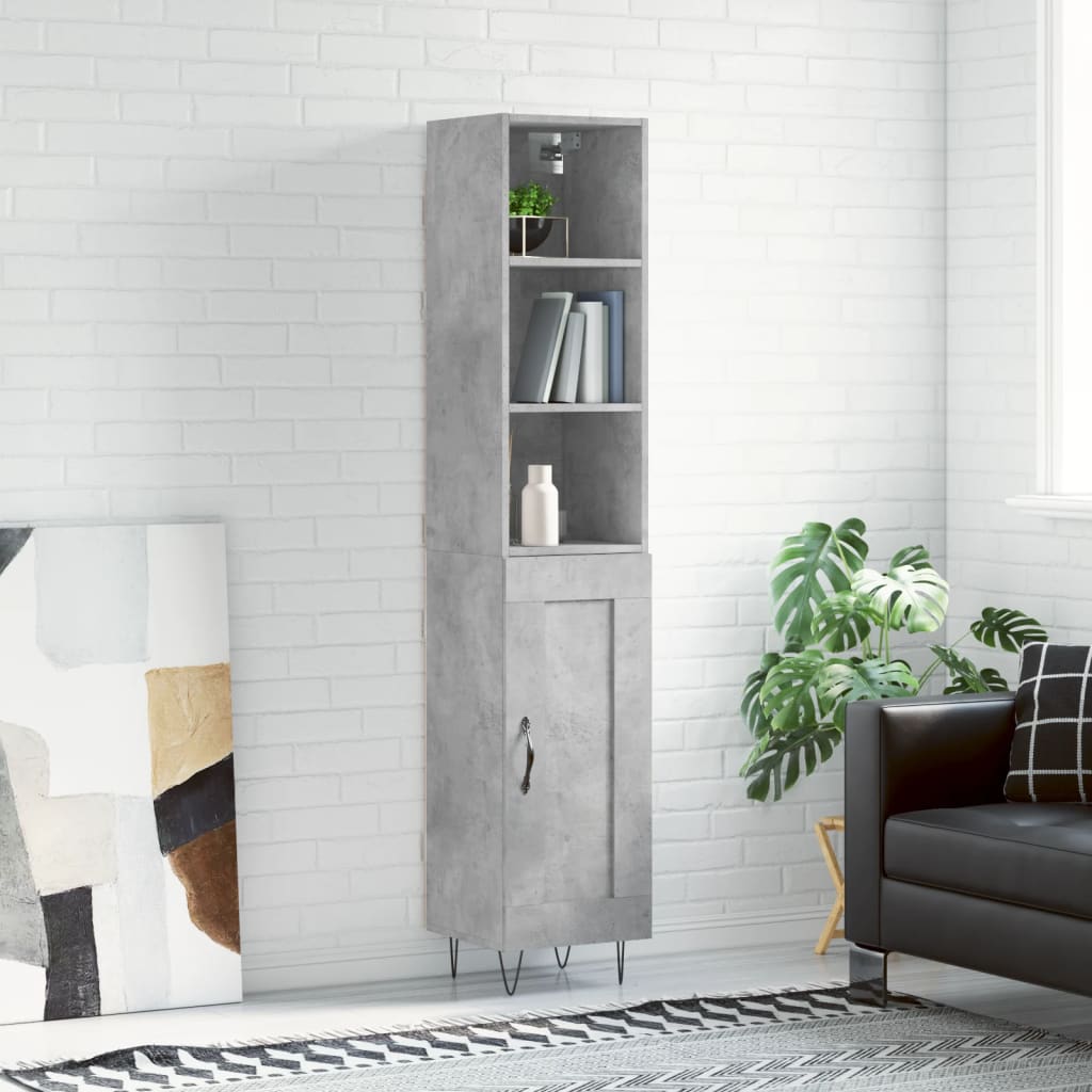 Berkfield Highboard Concrete Grey 34.5x34x180 cm Engineered Wood