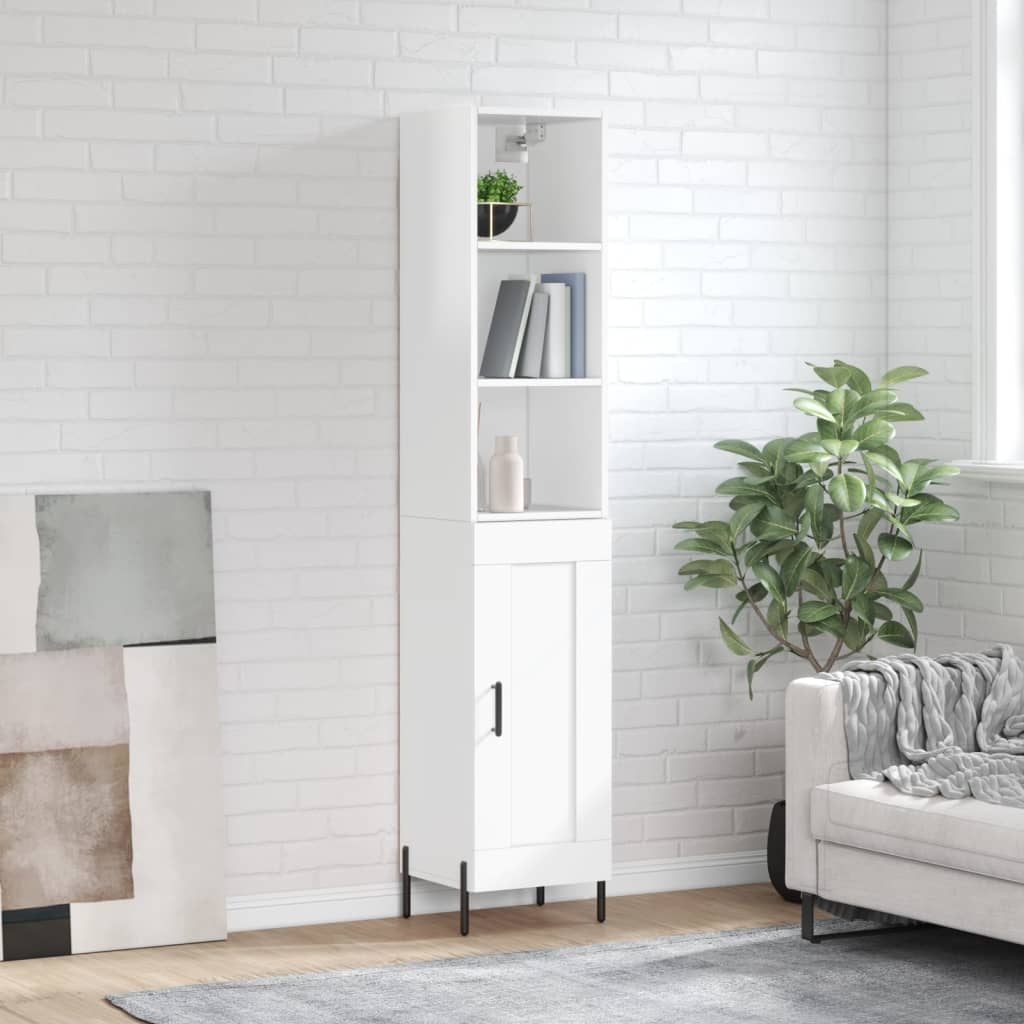 Berkfield Highboard High Gloss White 34.5x34x180 cm Engineered Wood