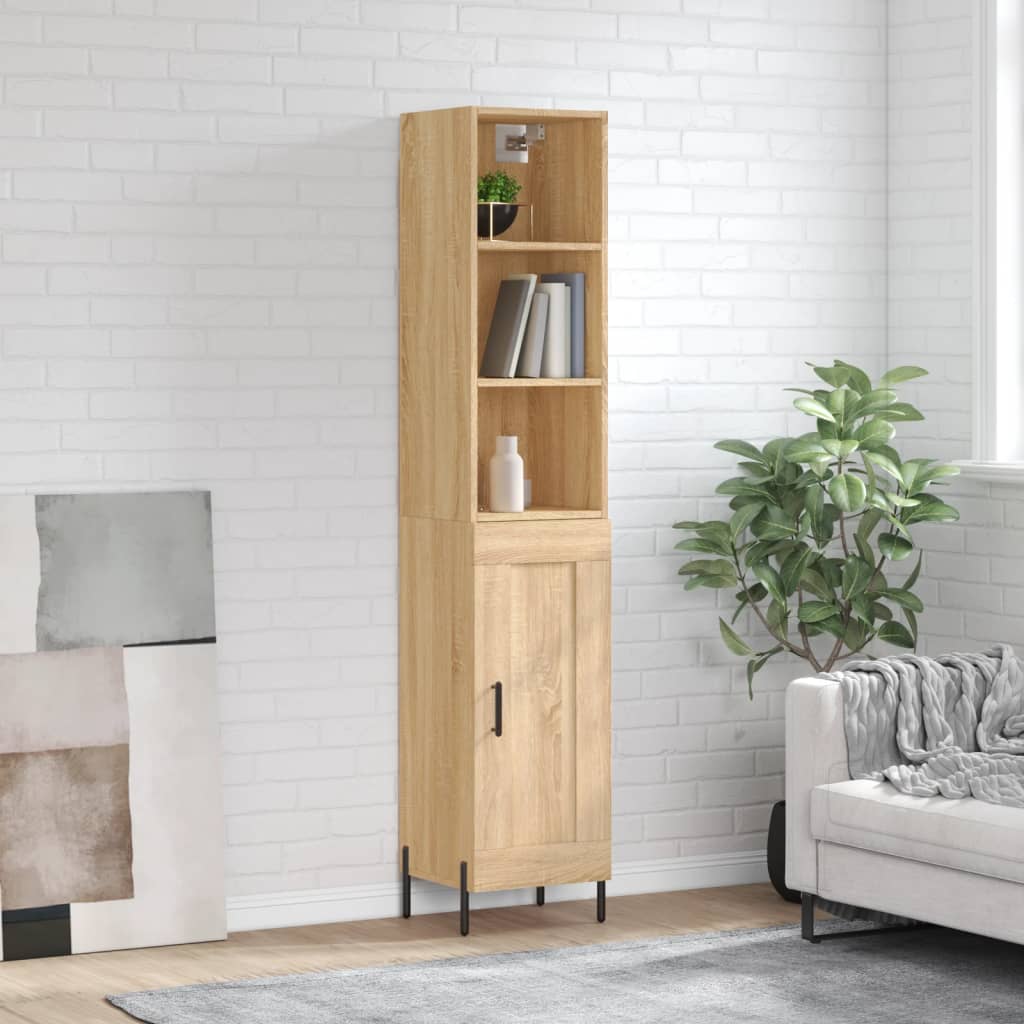 Berkfield Highboard Sonoma Oak 34.5x34x180 cm Engineered Wood