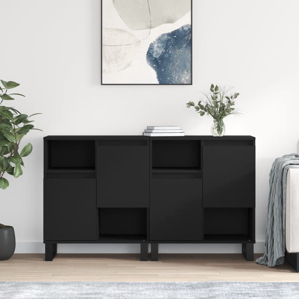 Berkfield Sideboards 2 pcs Black Engineered Wood