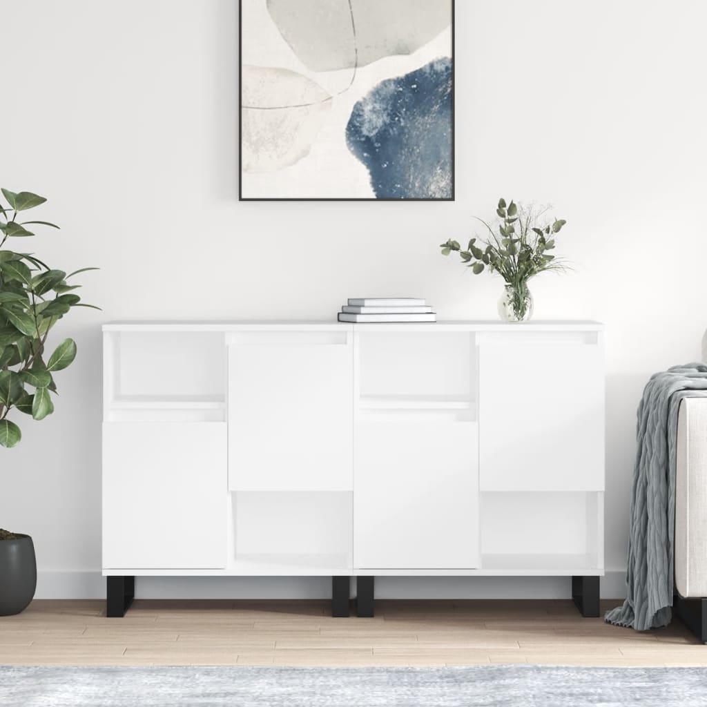Berkfield Sideboards 2 pcs High Gloss White Engineered Wood